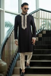 Black Kurta with Pants by Vikram Phadnis