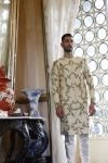 Ivory Embroidered Sherwani with Kurta and Churidar