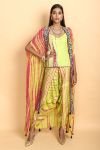 Lime and Pink Tie-Dye Singlet with Tulip Pants and Cape