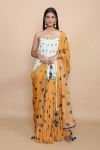 Mint Singlet with Blue Polka Flare Pant and Dupatta