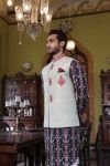 Navy Blue Kurta with Sage Embroidered Bandi and Pant