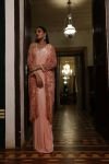 Pink Pre Draped Saree with Bustier and Cape