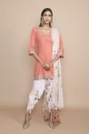 Rust Kurta with Doodle Printed Tulip Pant and Dupatta