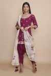Wine Kurta with Tulip Pant and Doodle Printed Dupatta