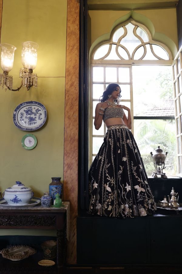 Black Embroidered Lehenga and Bustier