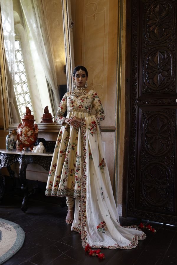 Ivory Kalidar with Churidar and Dupatta